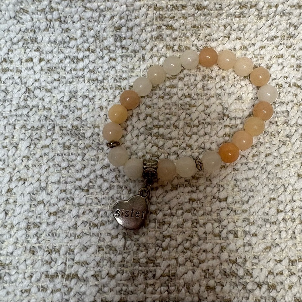 Sister Charm Beaded Bracelet - Cream and Tan - Picture 2 of 3